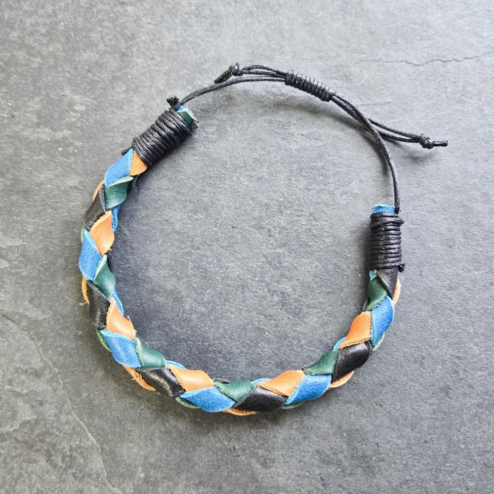 💥3 for $30💥NWT Artisan Braided Leather Bracelet, Blue, Black, Green, and Tan